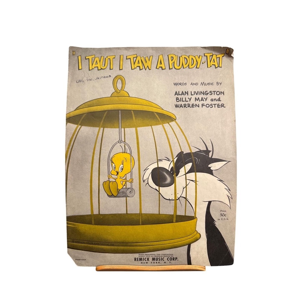 Vintage 1950 I Taut I Taw A Puddy-Tat Sheet Music Tweety Sylvester Looney Tunes